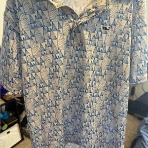 Vineyard Vines Blue and White Sailboat Polo